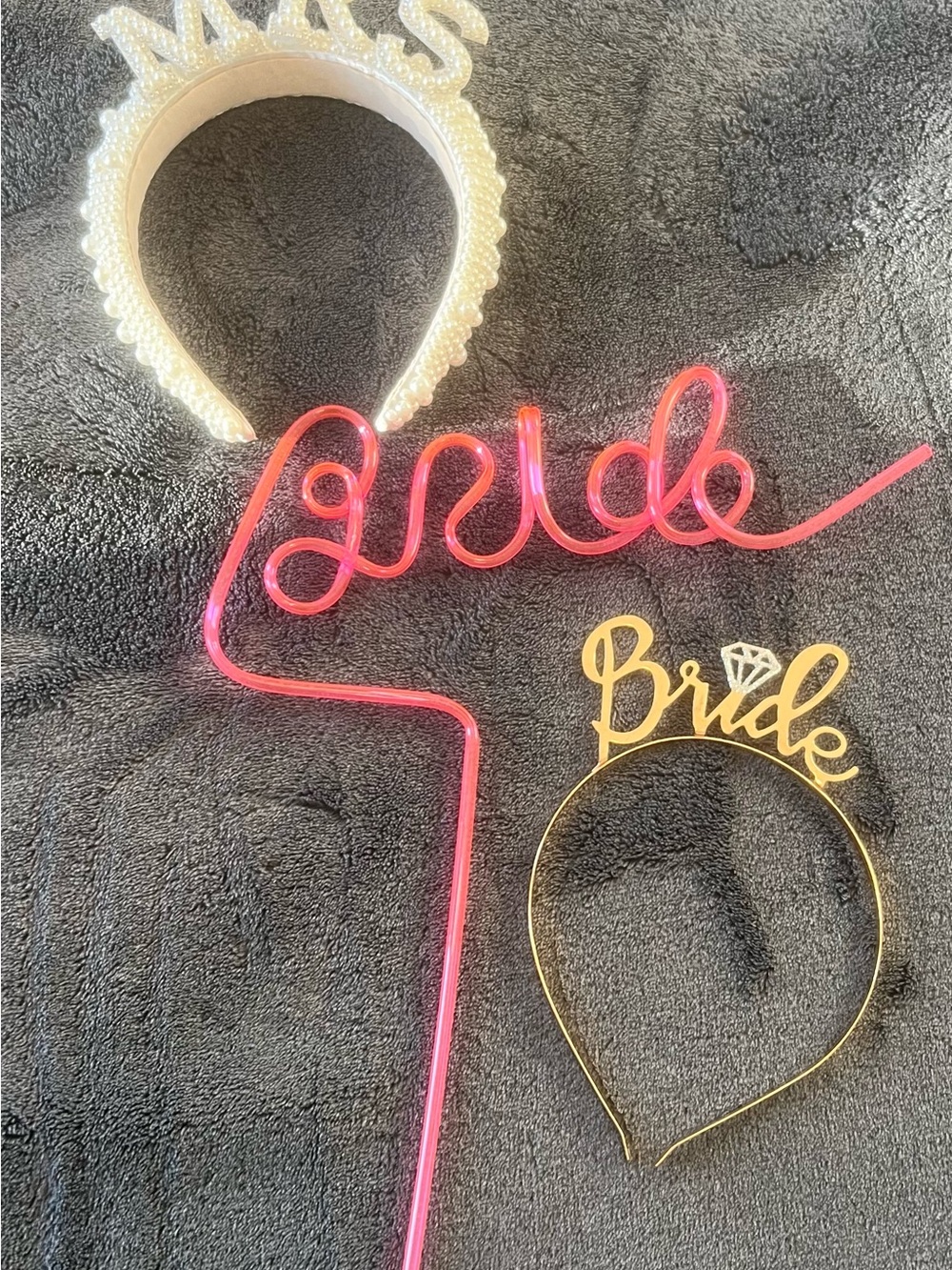 Bridal Era Headbands and Neon 'Bride' Straw